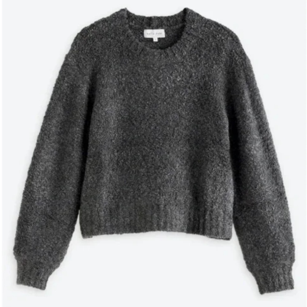 NWOT Bella Dahl Gray Crew Neck Sweater with Ribbed Detailing